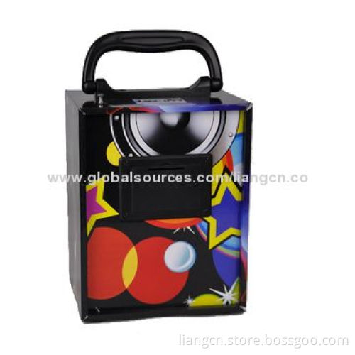 Colorful portable wooden FM radio speaker, playing USB drive/SD card with Bluetooth optional